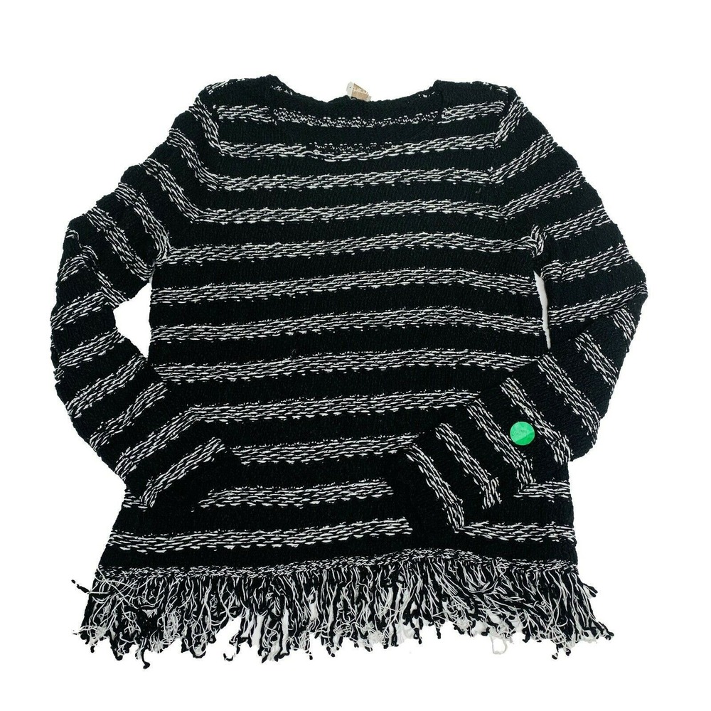 Chicos Sweater Size 1 US 8 Fringe Farrah Sweater Long-Sleeve Cotton New DEFECT